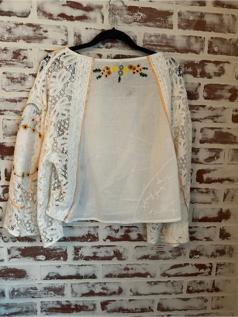 Free People Paris Picnic White Embroidered Lace Bell Sleeve Tunic